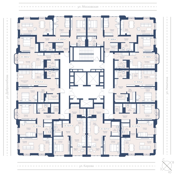
  Продается 2-комн. квартира 69.07 м², в ЖК Виларт, дом 2. Фото 2.