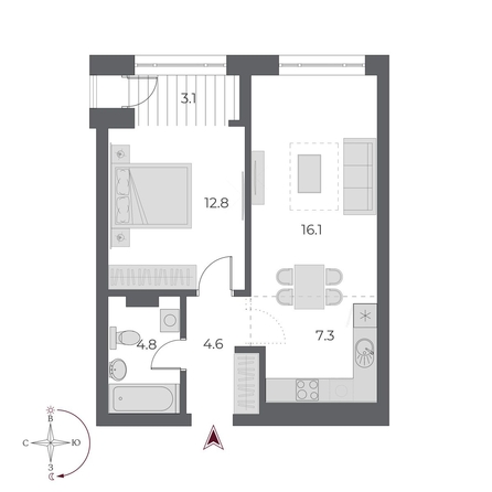 
  Продается 2-комн. квартира 48.3 м², в ЖК ОСКАР, дом 1. Фото 1.
