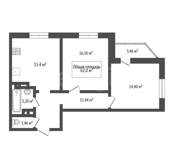 
  Продается 2-комн. квартира 62 м², в ЖК Немировича-Данченко,  дом 2. Фото 14.