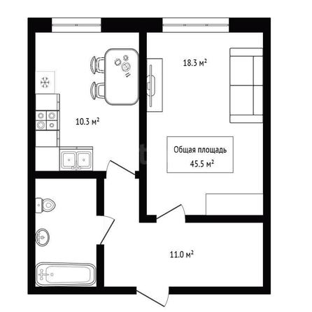 
  Продается 1-комн. квартира 45.5 м². Фото 24.
