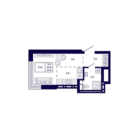 
  Продается студия 24.8 м², в ЖК Цитатум. Фото 1.