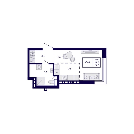 
  Продается студия 24.8 м², в ЖК Цитатум. Фото 1.