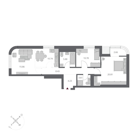 
  Продается 3-комн. квартира 83 м², в ЖК Беринг, дом 3. Фото 3.