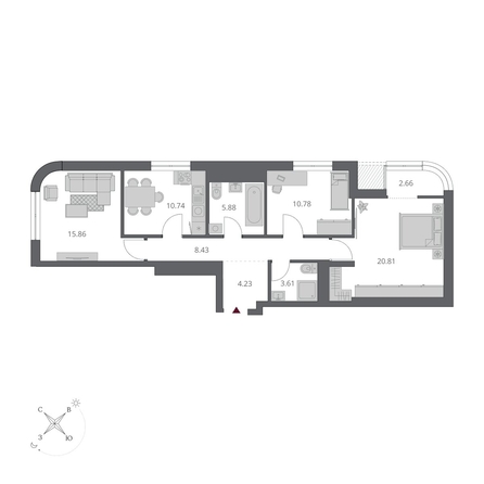 
  Продается 3-комн. квартира 83 м², в ЖК Беринг, дом 3. Фото 2.