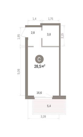 
  Продается студия 28.52 м², в ЖК Пшеница, дом 5.2. Фото 1.