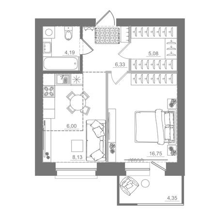 
  Продается студия 50.83 м², в ЖК Спектр, дом 9. Фото 1.