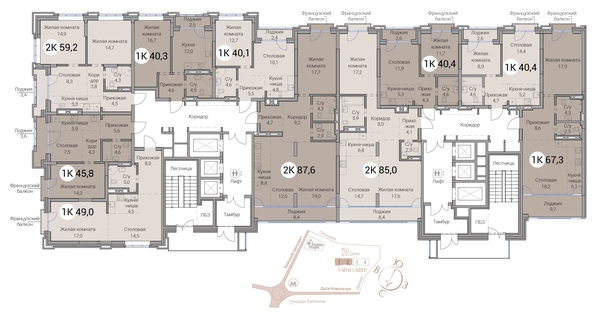 
  Продается 3-комн. квартира 85 м², в ЖК Тайм Сквер. Фото 17.