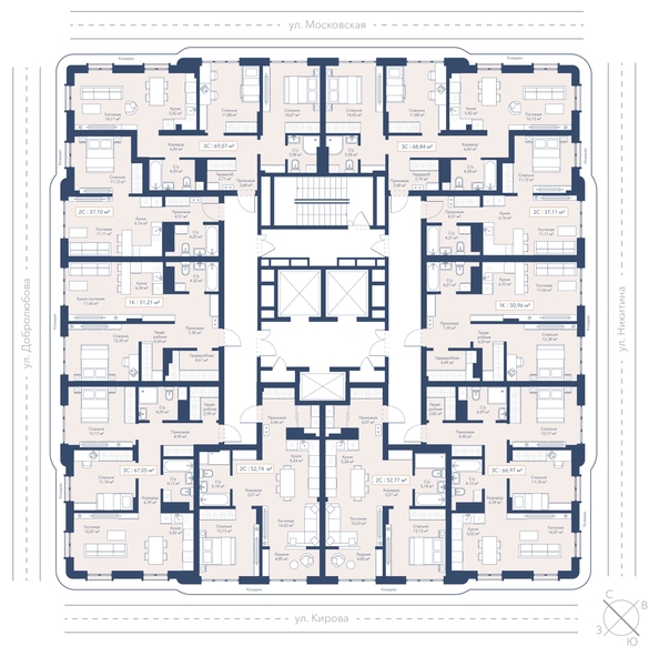 
  Продается 1-комн. квартира 52.77 м², в ЖК Виларт, дом 2. Фото 2.