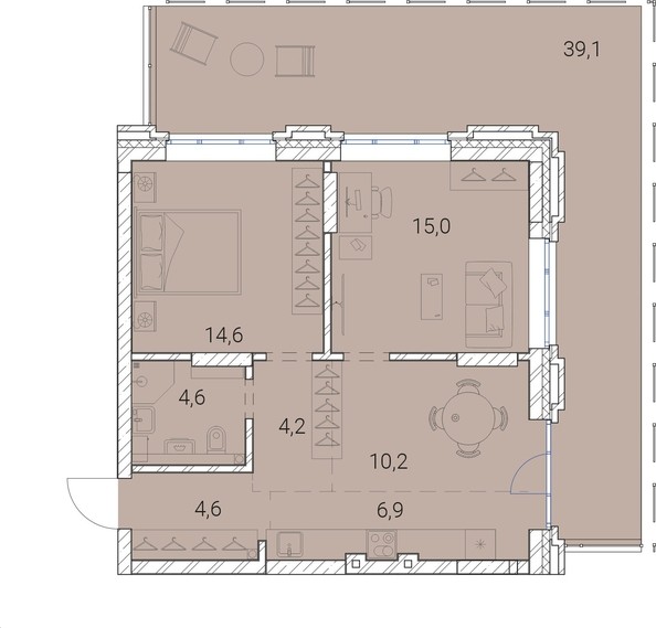 
   Продам 2-комнатную, 99.2 м², Тайм Сквер

. Фото 2.