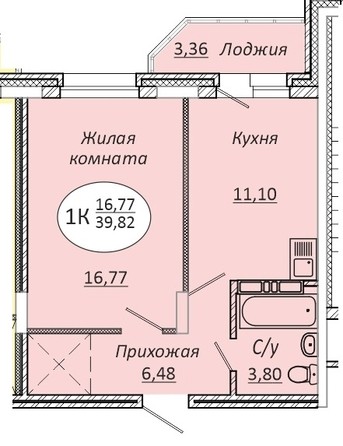 
   Продам 1-комнатную, 39.82 м², Комета - Октябрьский, б/с 1

. Фото 1.