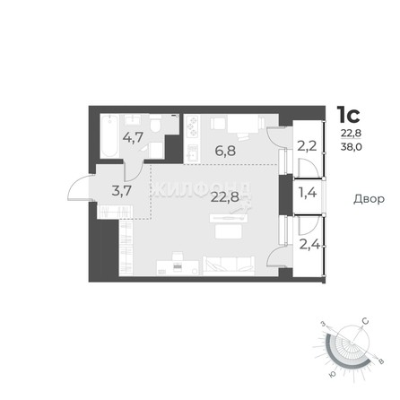 
   Продам 1-комнатную, 43.9 м², Нормандия-Неман, дом 2

. Фото 1.