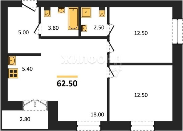 
   Продам 2-комнатную, 62.5 м², Promenade (Променад), дом 1

. Фото 1.