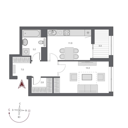 
  Продается 1-комн. квартира, 42.65 м², ЖК Дом Нобель
. Фото 1.