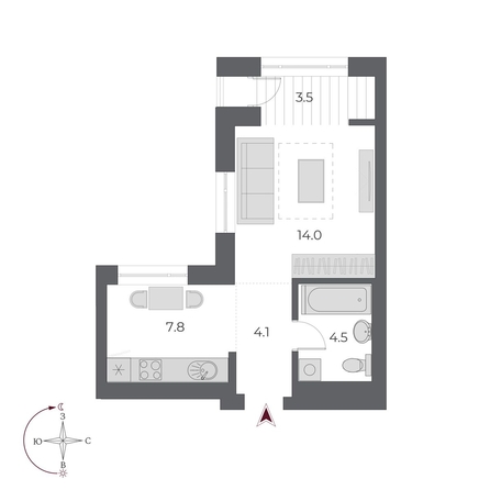 
  Продается студия 33.9 м², в ЖК ОСКАР, дом 1. Фото 1.