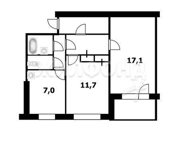 
   Продам 2-комнатную, 46.2 м², Доватора ул, 13

. Фото 4.