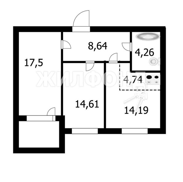 
   Продам 3-комнатную, 64 м², 3 мкр, 20

. Фото 11.