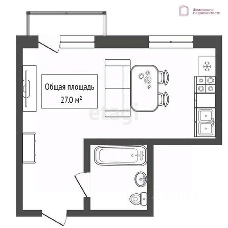 
   Продам 1-комнатную, 27 м², Олеко Дундича ул, 1/3

. Фото 8.