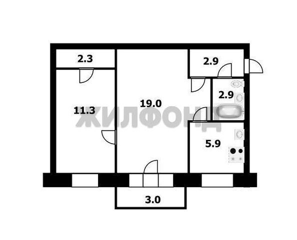 
   Продам 2-комнатную, 44.3 м², Народная ул, 43

. Фото 13.