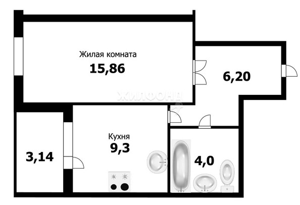 
   Продам 1-комнатную, 39.33 м², Красина ул, 54/1

. Фото 2.