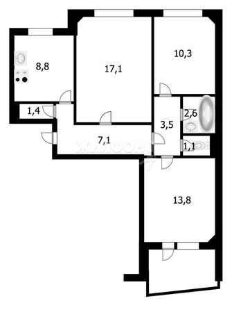 
   Продам 3-комнатную, 65.7 м², Фадеева ул, 24

. Фото 5.