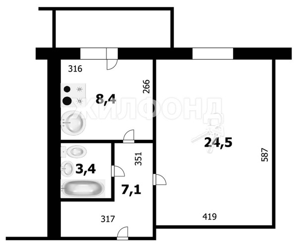 
   Продам 1-комнатную, 43.4 м², Военная ул, 9/1

. Фото 22.