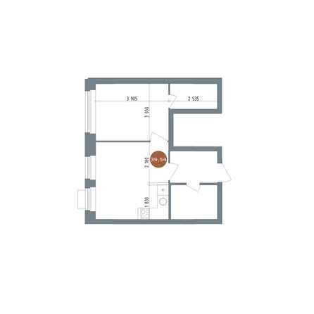 
   Продам 2-комнатную, 39.54 м², 19/56 Кварталы Телецентра, сек 5

. Фото 1.