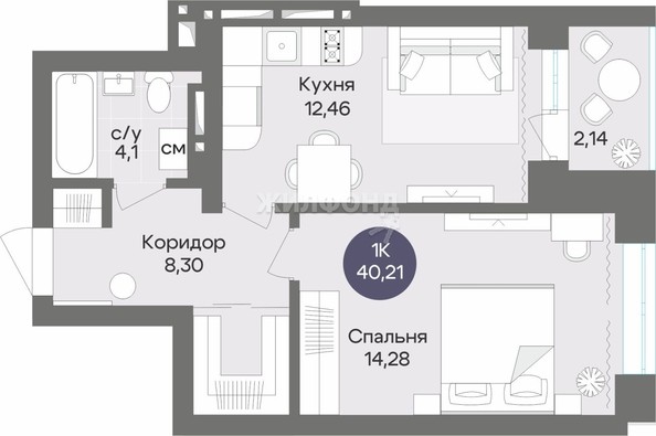 
   Продам 1-комнатную, 40.21 м², Квартал на Российской

. Фото 1.