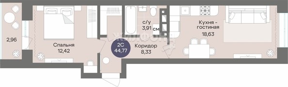 
   Продам 2-комнатную, 44.77 м², Квартал на Российской

. Фото 1.