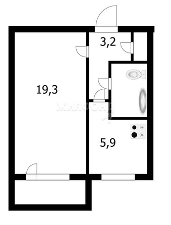 
   Продам 1-комнатную, 32 м², Объединения ул, 42

. Фото 7.