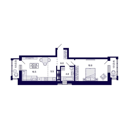 
   Продам 2-комнатную, 53.6 м², Grando (Грандо)

. Фото 1.