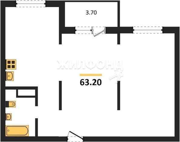 
   Продам 2-комнатную, 63.2 м², Эко-квартал на Кедровой, дом 1

. Фото 1.