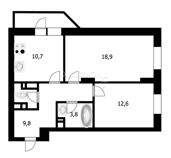 
   Продам 2-комнатную, 57.5 м², Сибирская ул, 42

. Фото 19.