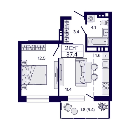 
   Продам 2-комнатную, 37.4 м², Luna (Луна)

. Фото 26.