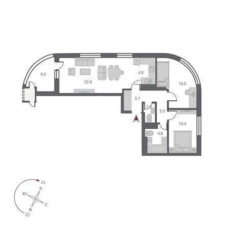 
   Продам 3-комнатную, 69.1 м², Прибрежная  ул, 6

. Фото 3.