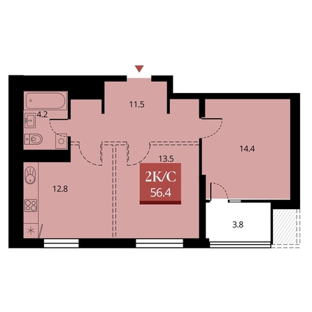 
   Продам 2-комнатную, 58.3 м², Беринг, дом 2

. Фото 2.