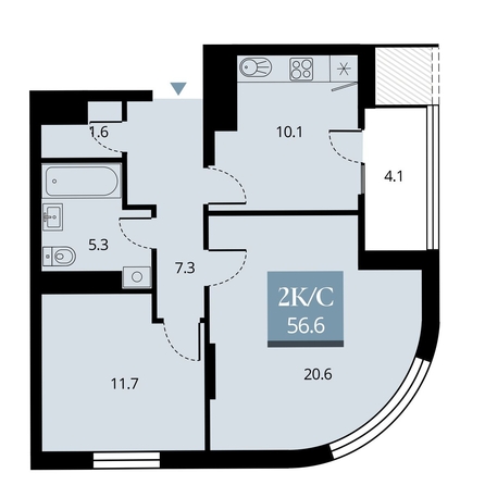 
   Продам 2-комнатную, 58.65 м², Беринг, дом 2

. Фото 2.