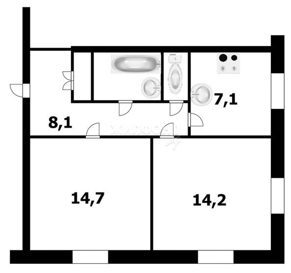 
   Продам 2-комнатную, 49.4 м², 25 лет Октября ул, 25/1

. Фото 18.