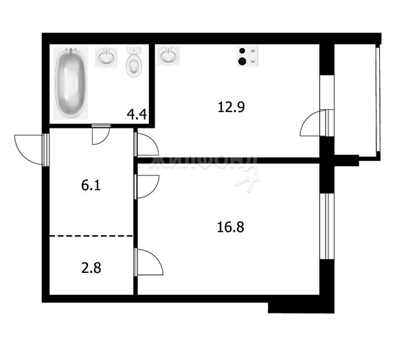 
   Продам 1-комнатную, 43 м², , 55

. Фото 6.