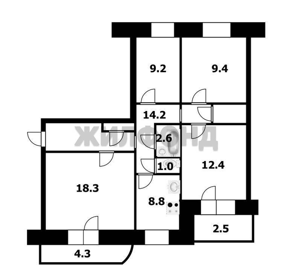 
   Продам 4-комнатную, 77.3 м², В. Высоцкого ул, 13

. Фото 27.