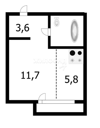 
   Продам 1-комнатную, 25.5 м², Василия Клевцова ул, 3

. Фото 16.