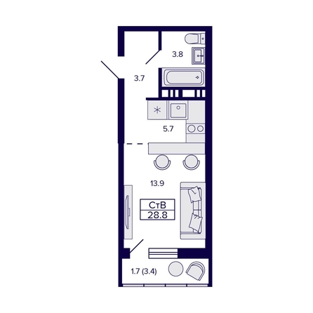 
   Продам студию, 28.8 м², Gorizont (Горизонт)

. Фото 1.