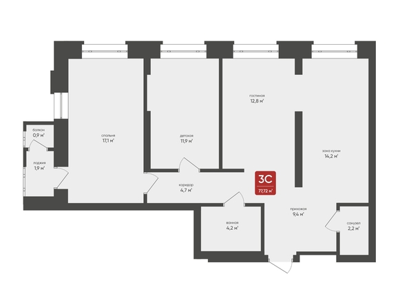 
   Продам 3-комнатную, 77.72 м², Промышленная 7

. Фото 2.