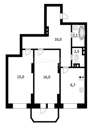 
   Продам 2-комнатную, 62.3 м², Кошурникова ул, 22/6

. Фото 16.