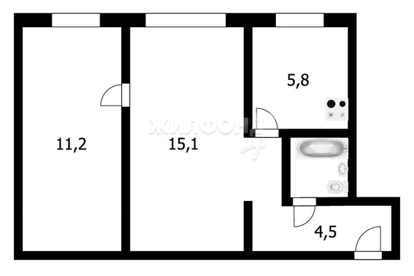 
   Продам 2-комнатную, 39.6 м², Падунская ул, 10

. Фото 12.