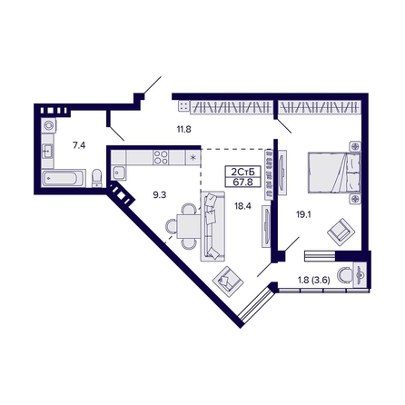 
   Продам 2-комнатную, 67.8 м², Фрунзе ул, 220

. Фото 1.