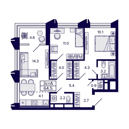 
   Продам 3-комнатную, 64.5 м², Citatum (Цитатум)

. Фото 1.