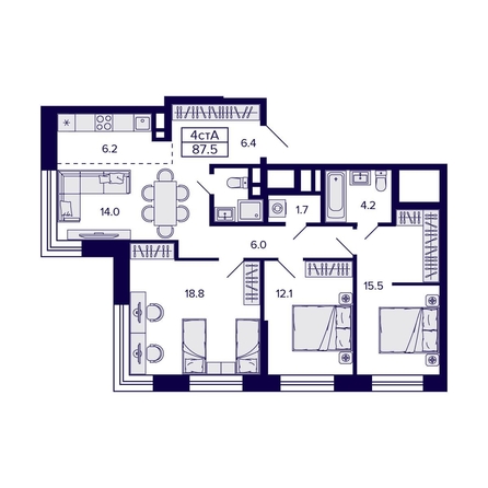 
   Продам 4-комнатную, 87.5 м², Citatum (Цитатум)

. Фото 1.