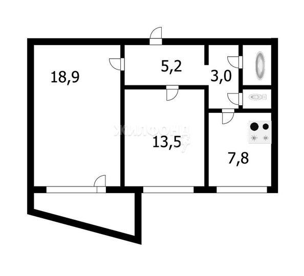 
   Продам 2-комнатную, 52.1 м², Рассветная ул, 14

. Фото 10.