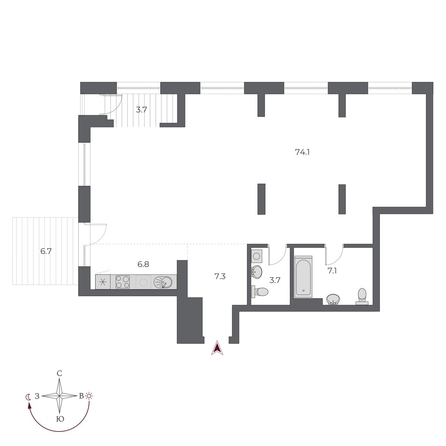 
   Продам 3-комнатную, 109.4 м², ОСКАР, дом 1

. Фото 1.