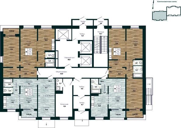 
   Продам 2-комнатную, 73.5 м², Галактика, дом 4 Марс

. Фото 1.